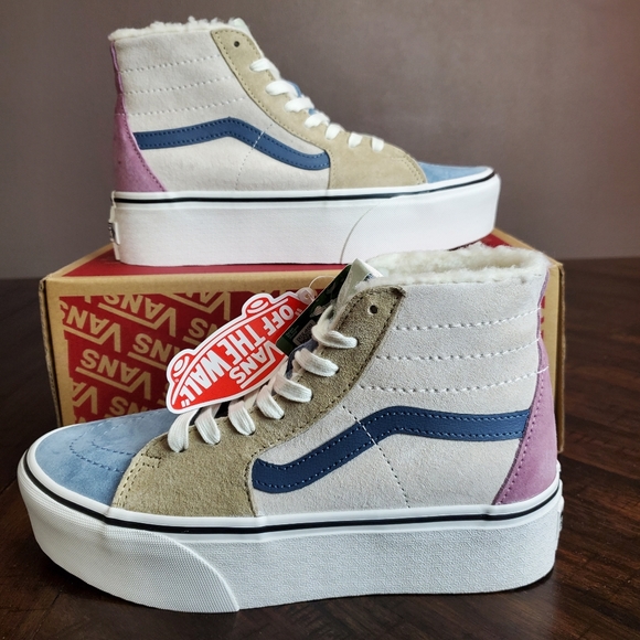 Vans Sk8-Hi Tapered PLATFORM Pig Suede Sherpa Women Size 7, Men Size 5.5 - Picture 1 of 11